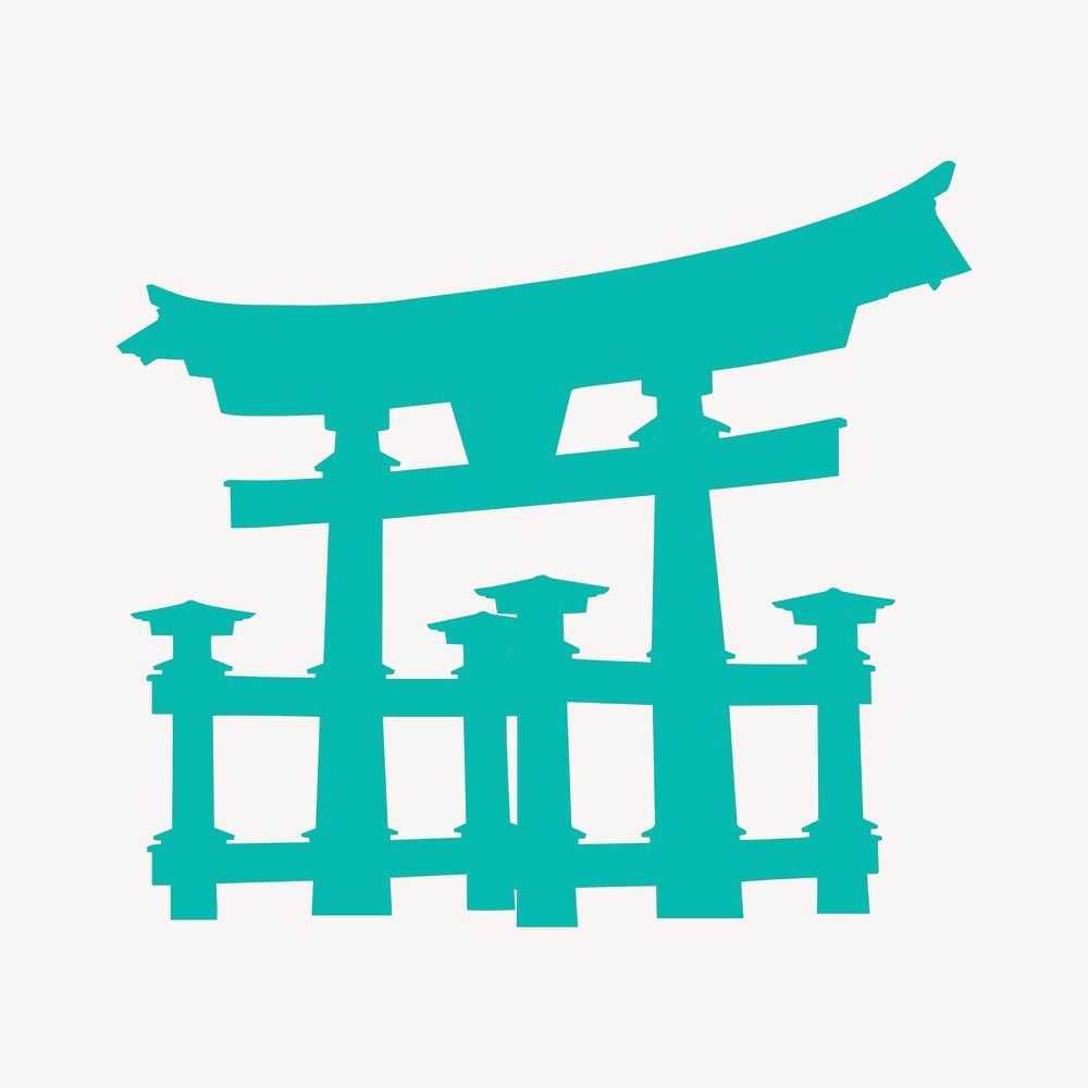 Green silhouette Japanese Torii gate