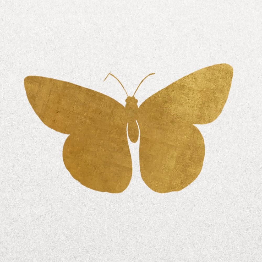 Gold butterfly silhouette, insect illustration psd