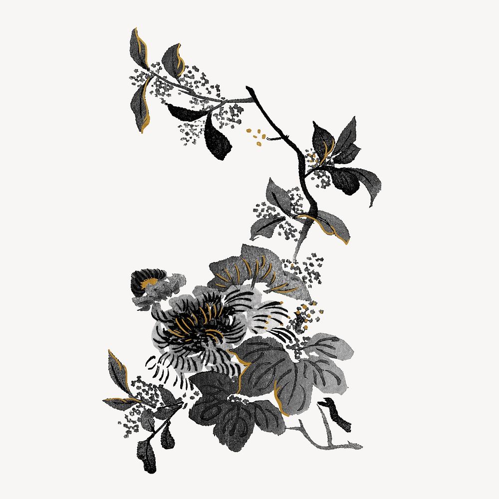 Aesthetic flower, black and white illustration