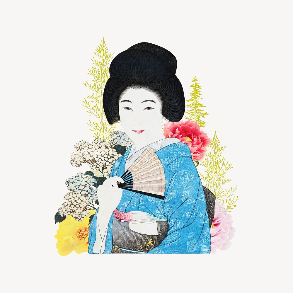 Vintage Japanese woman, lifestyle illustration psd
