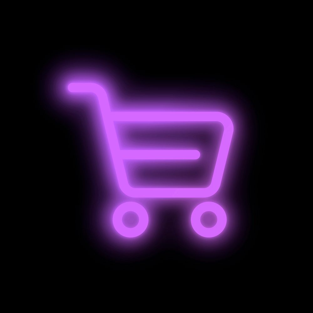 Shopping cart neon purple icon