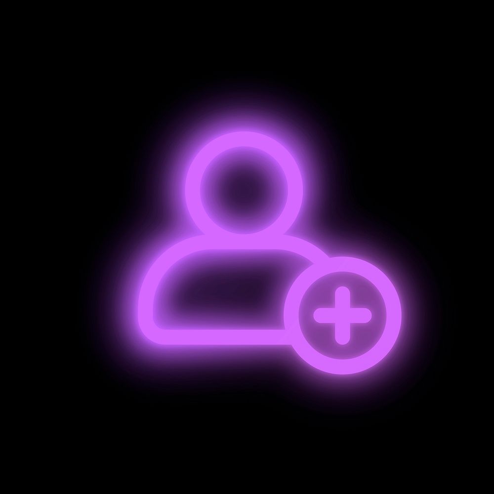 Add friend icon, neon purple design