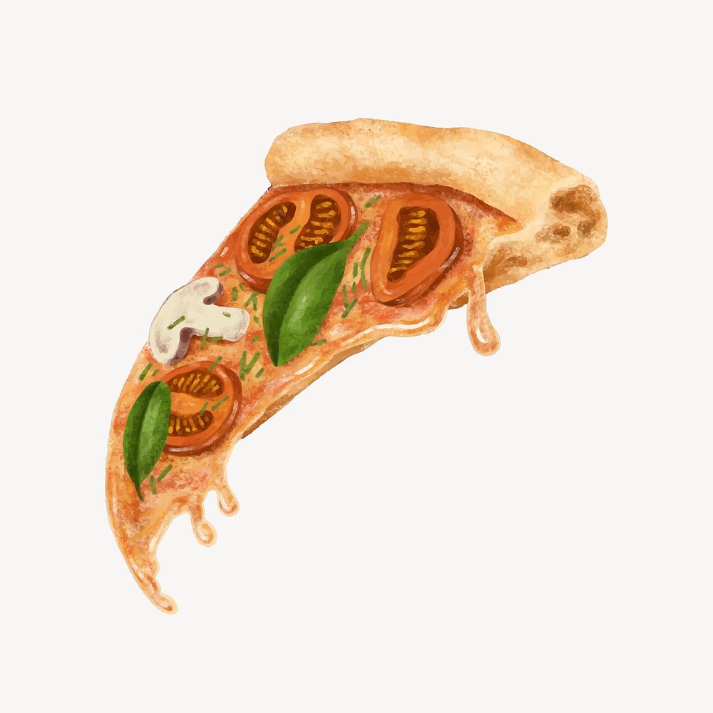 Pizza slice, Italian food illustration vector