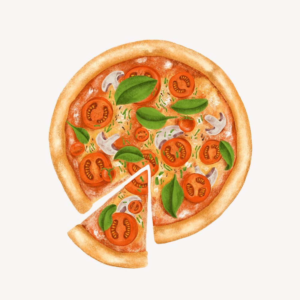 Vegetarian pizza, Italian food illustration