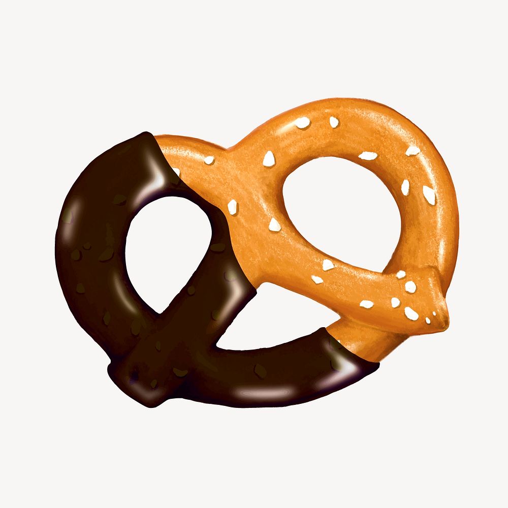 Chocolate crack pretzel, snack food illustration vector
