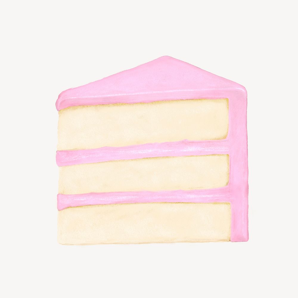 Strawberry cake slice, dessert, food illustration psd