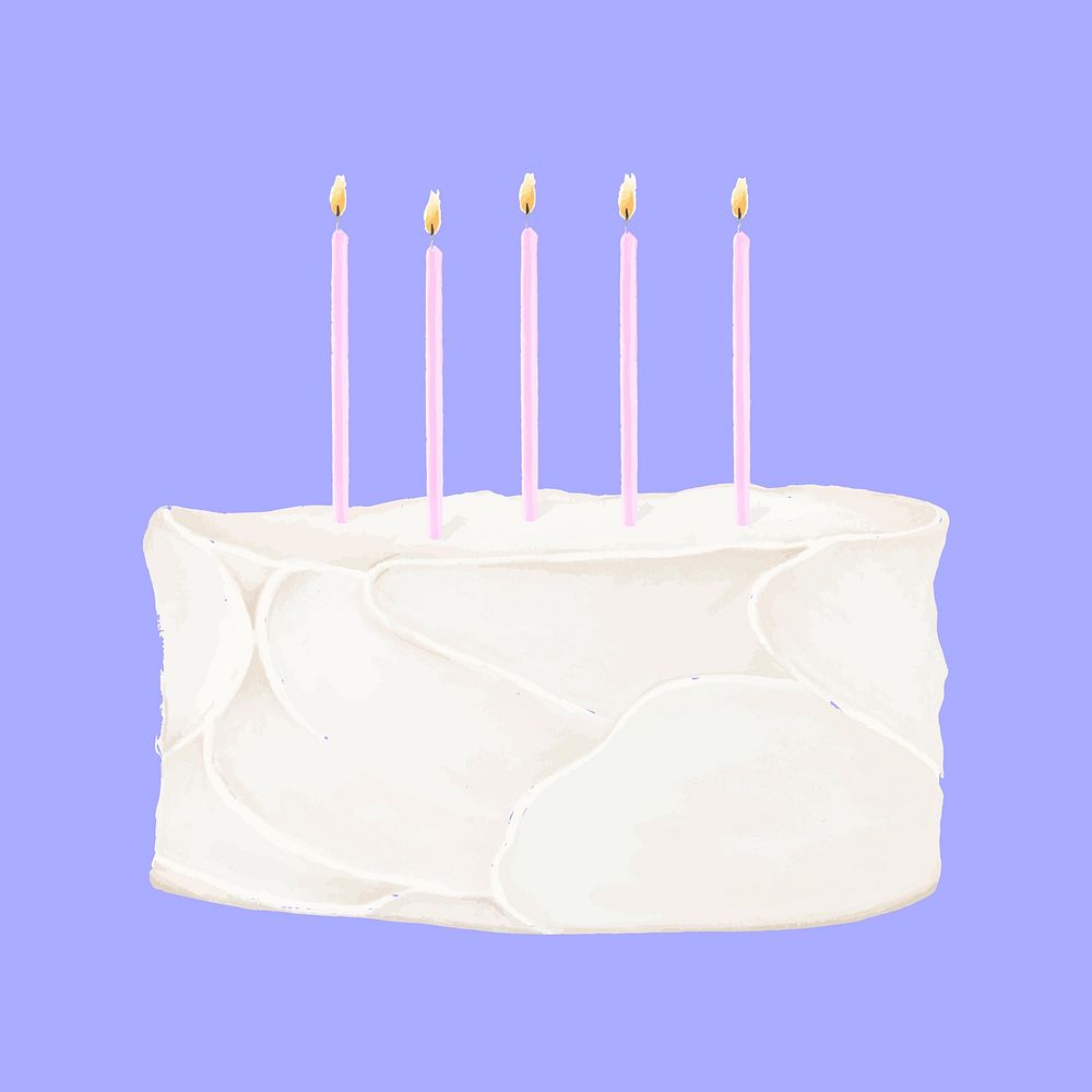 Vanilla birthday cake, dessert illustration vector