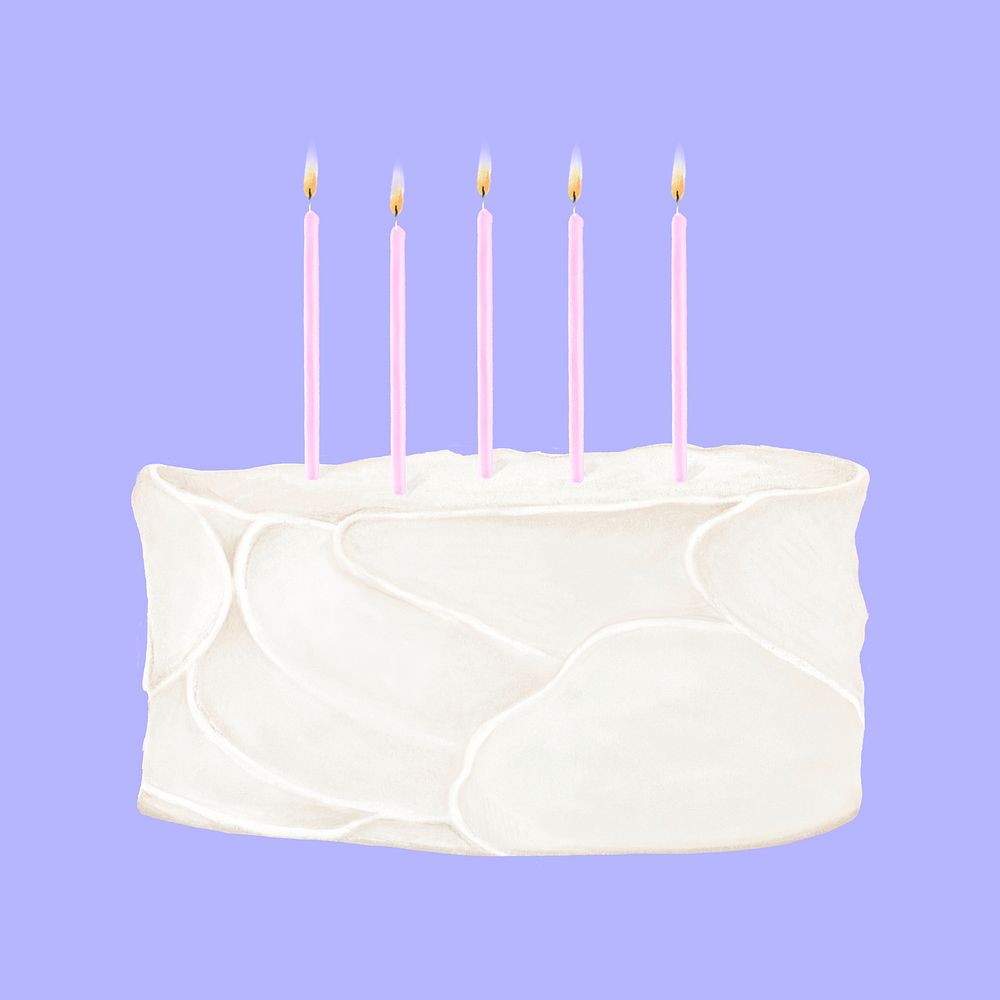 Vanilla birthday cake, dessert illustration psd