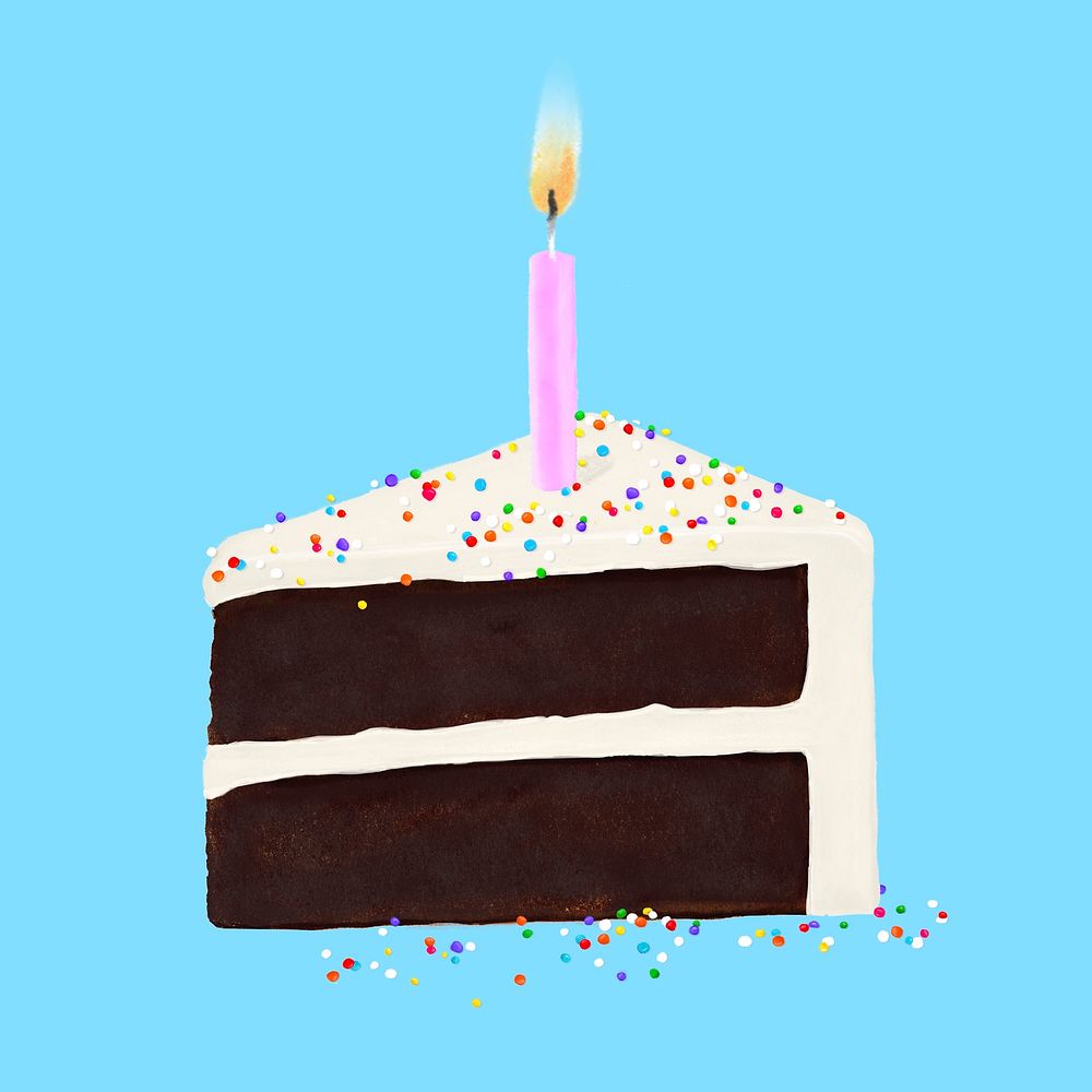 Birthday cake slice, dessert illustration