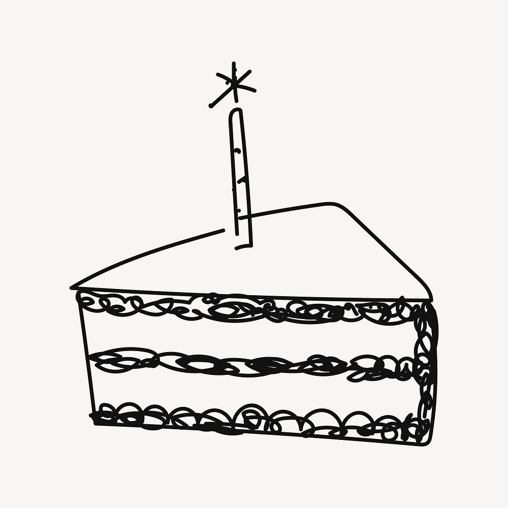 Birthday cake slice, dessert sketch