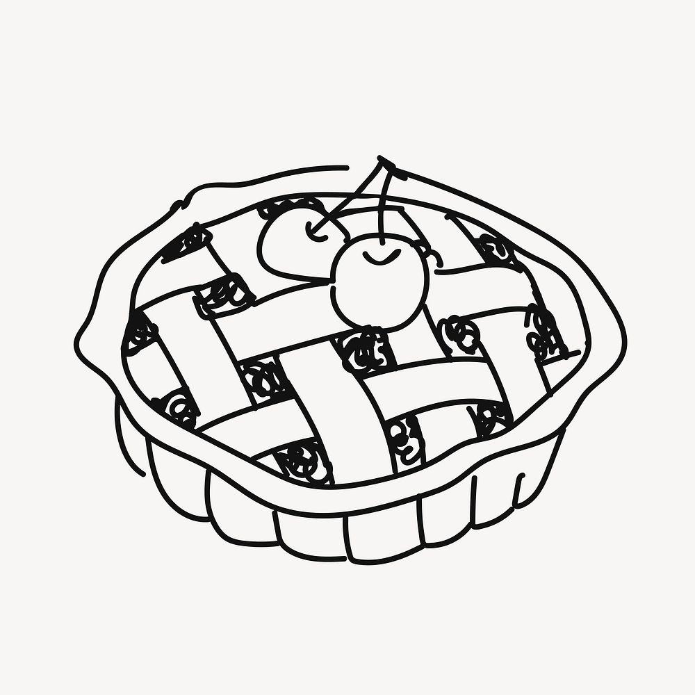 Cherry pie, bakery pastry doodle