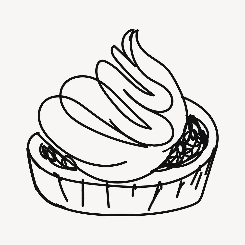 Cream tart, bakery pastry doodle vector