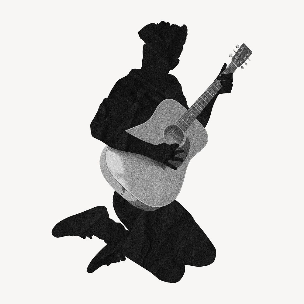 Man playing guitar silhouette  psd