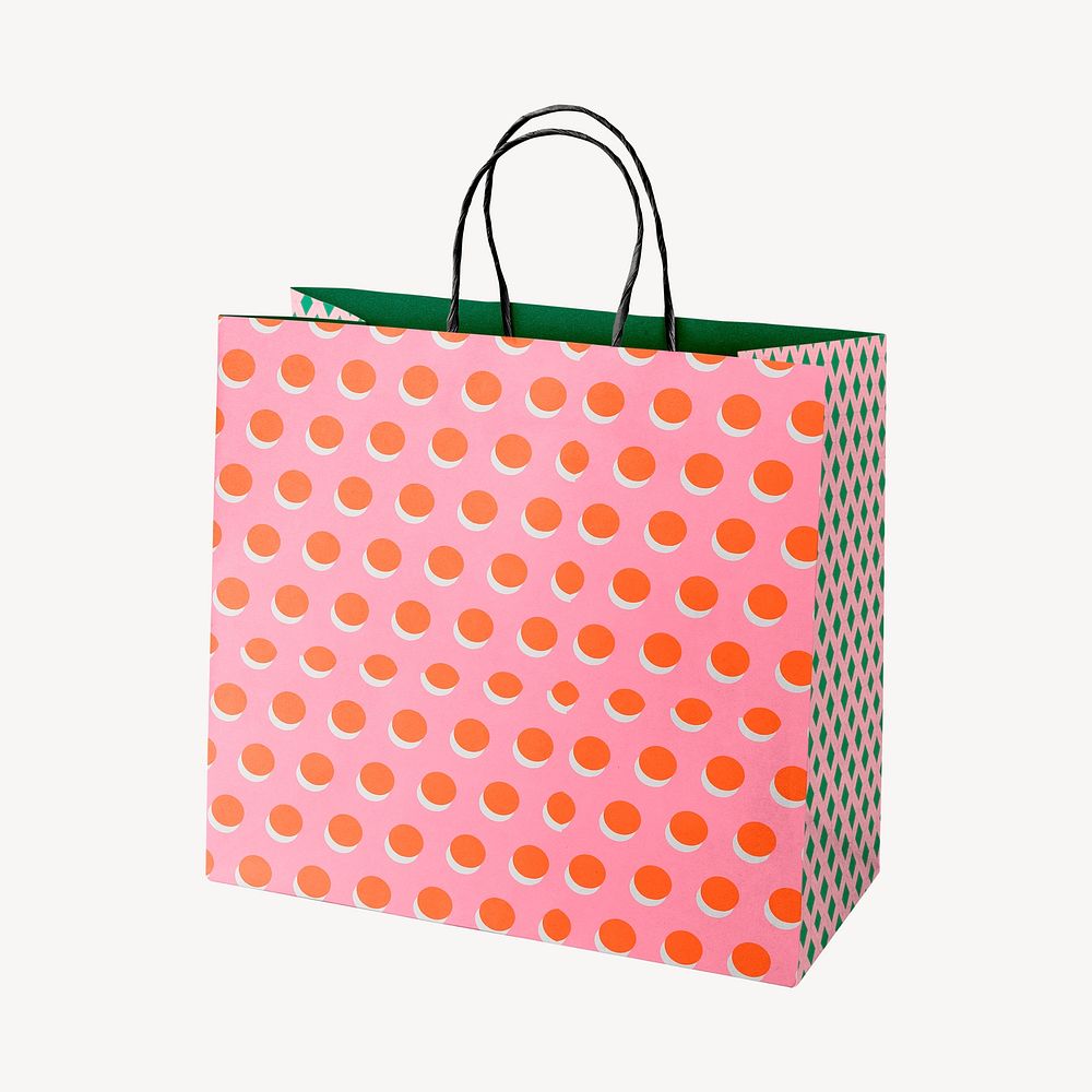 Pink shopping bag, dot pattern design psd
