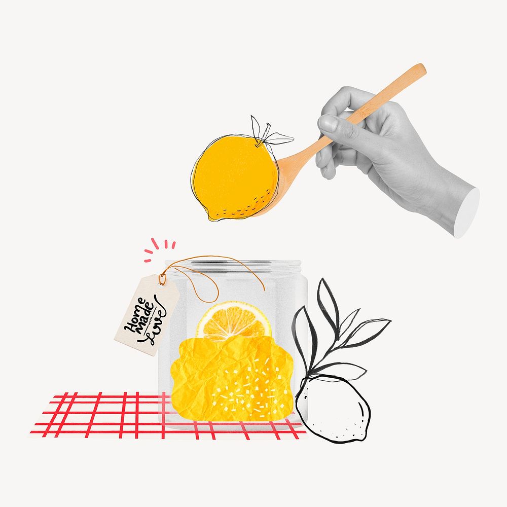 Honey lemon jar, organic product remix