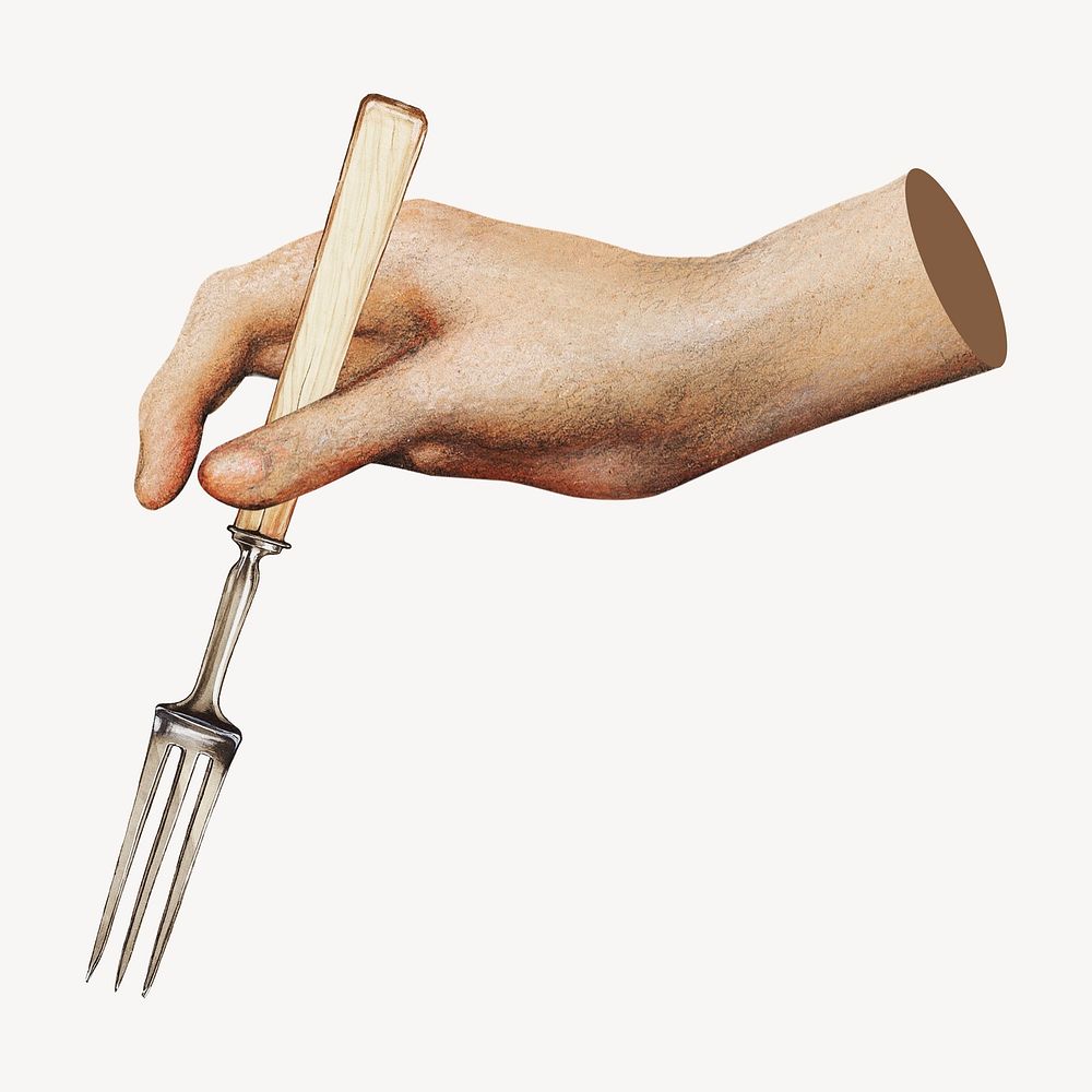Hand holding bbq fork psd