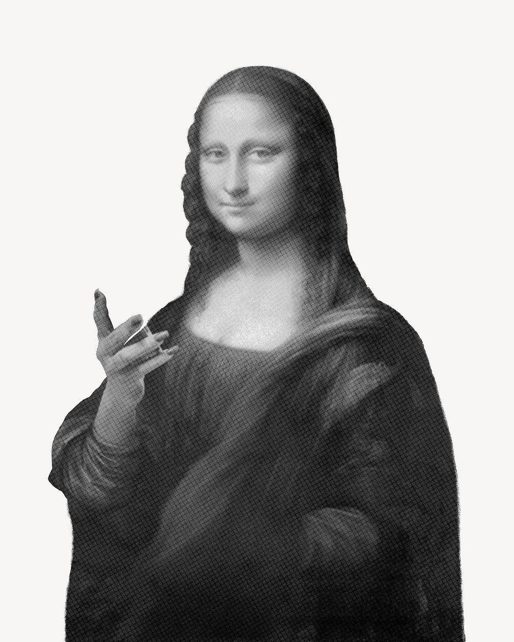 Mona Lisa in greyscale, Da Vinci's famous artwork, remixed by rawpixel