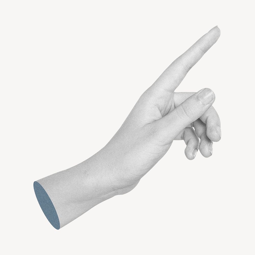 Woman pointing hand, body gesture psd