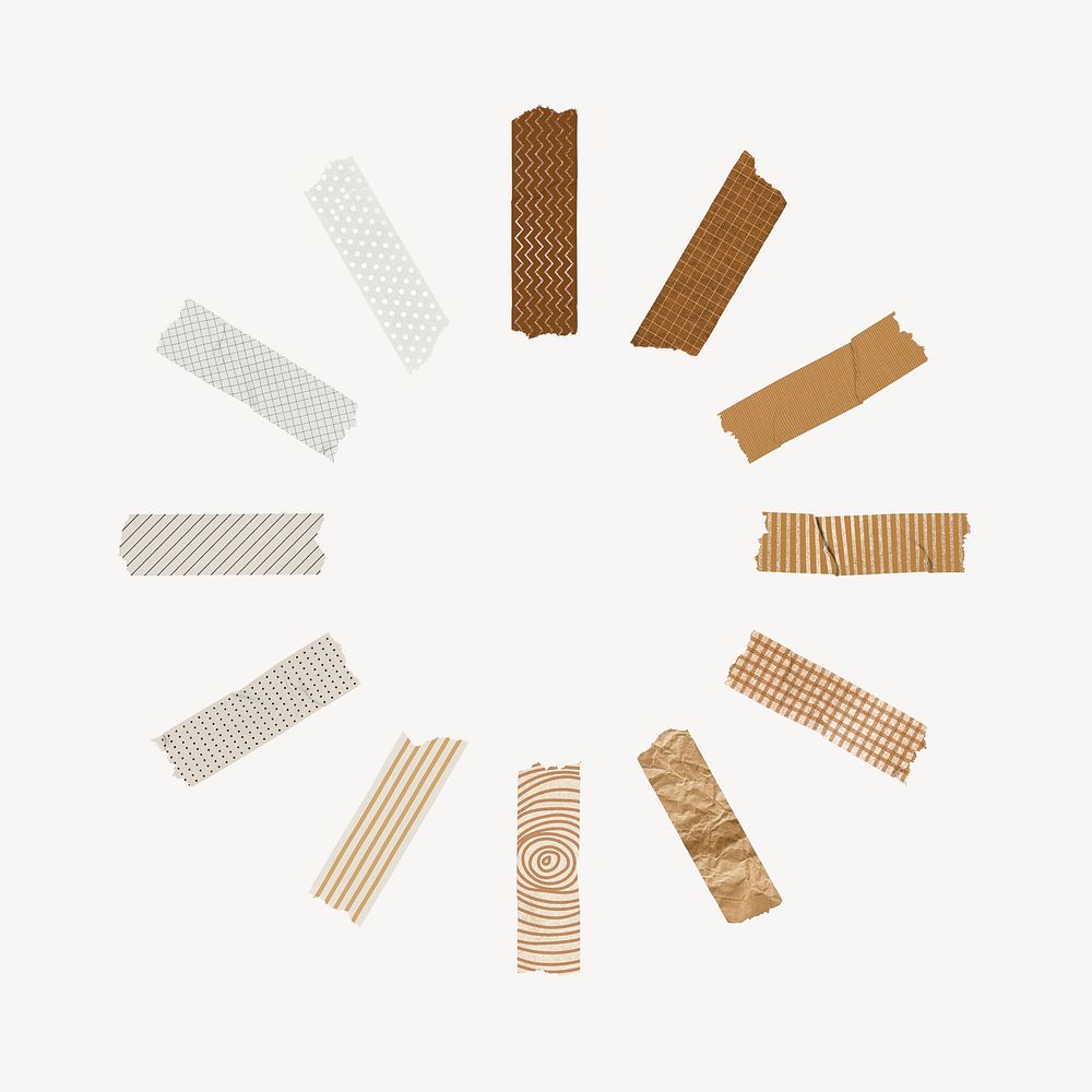 Brown tape circle collage element psd