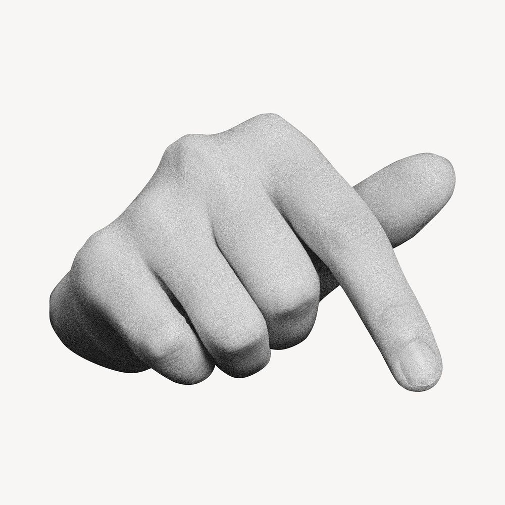 Finger pointing down, hand gesture psd