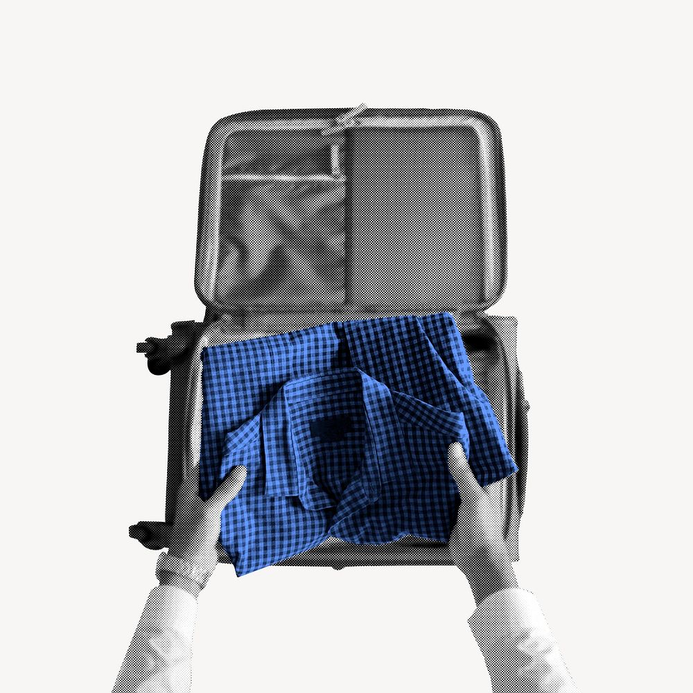 Hands packing luggage, travel photo