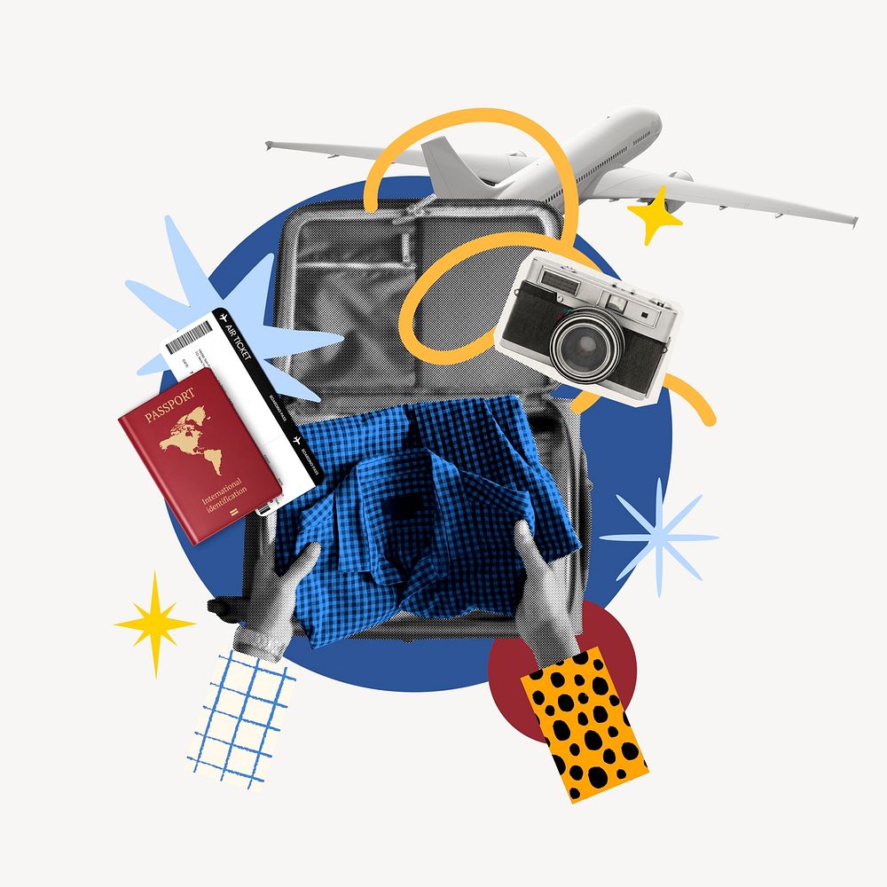 Travel luggage packing, creative remix