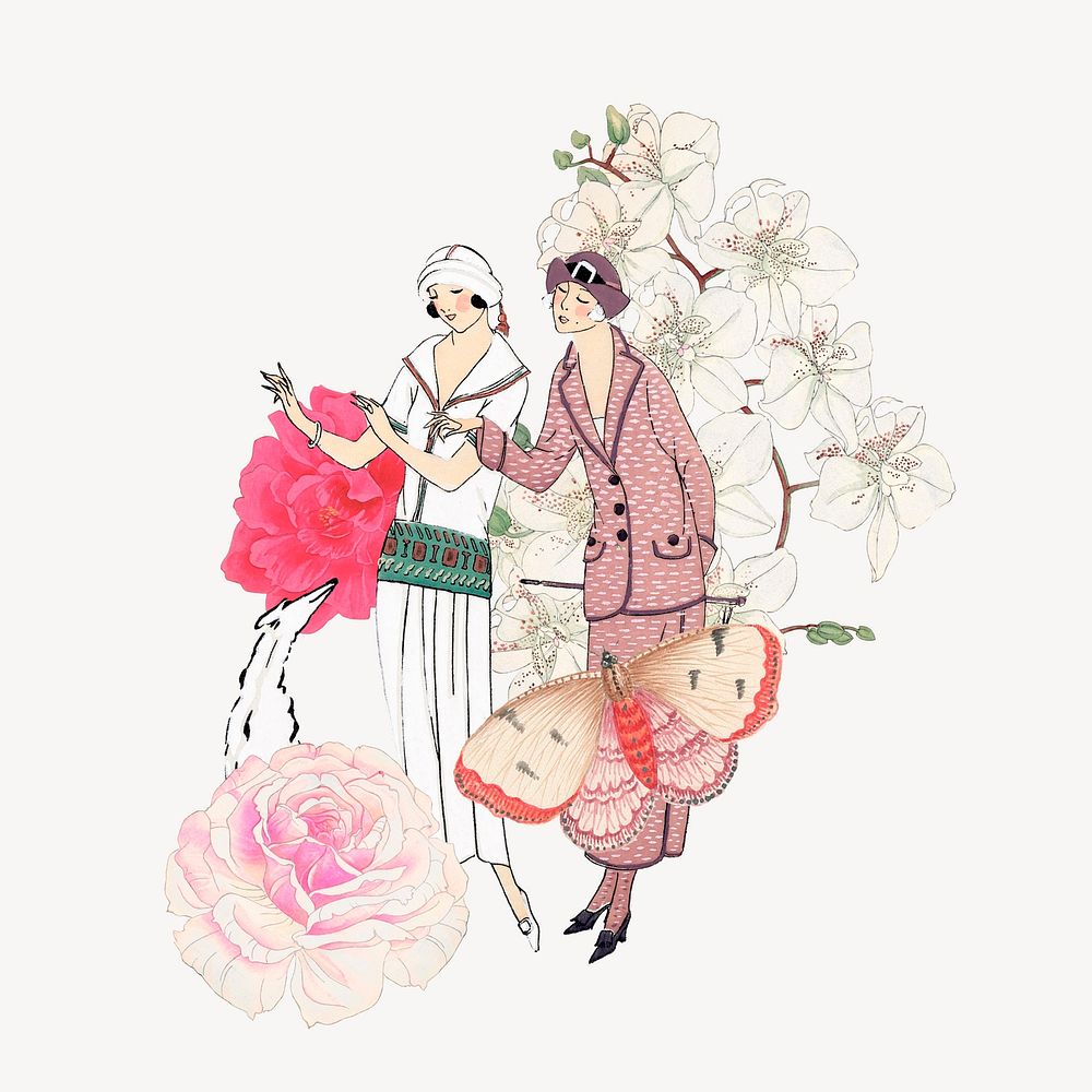 Floral ladies ephemera remix illustration