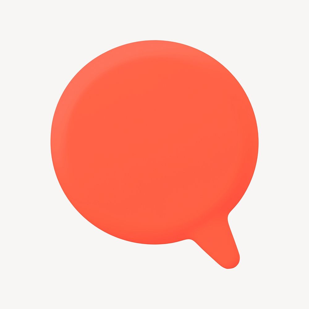 Orange speech bubble, 3D rendering shape psd