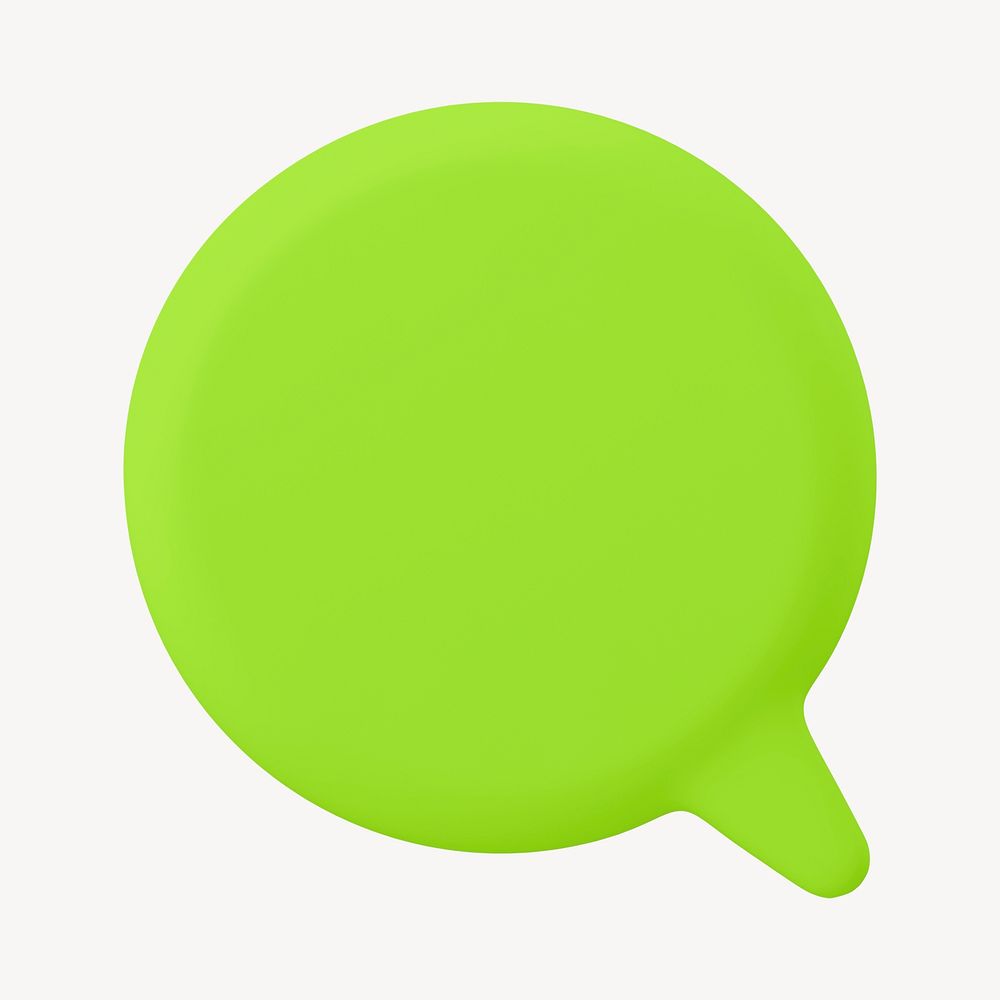 Green speech bubble, 3D rendering shape psd