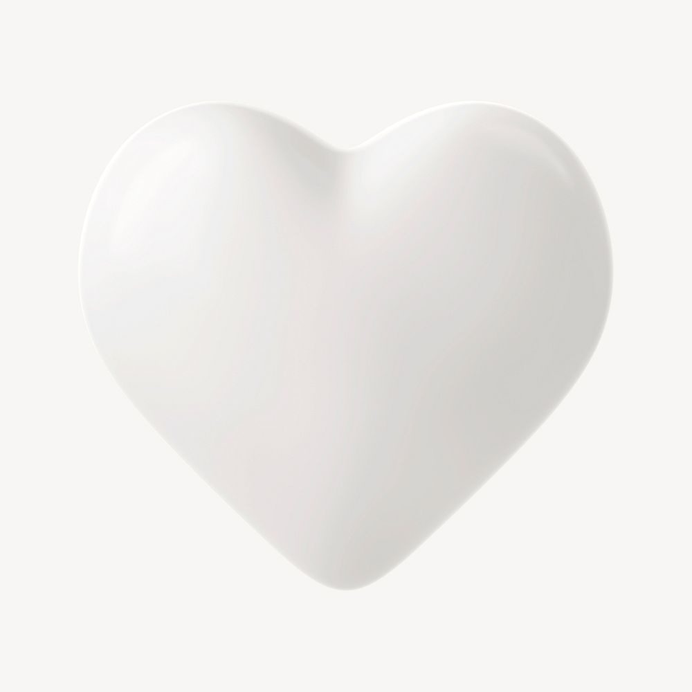 3D white heart, shape graphic