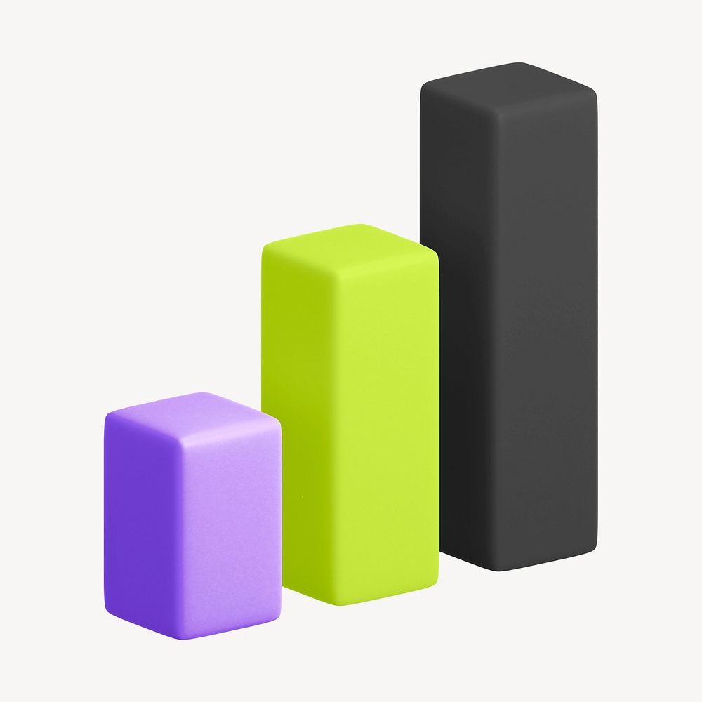 3D business bar chart, mathematical graphic psd