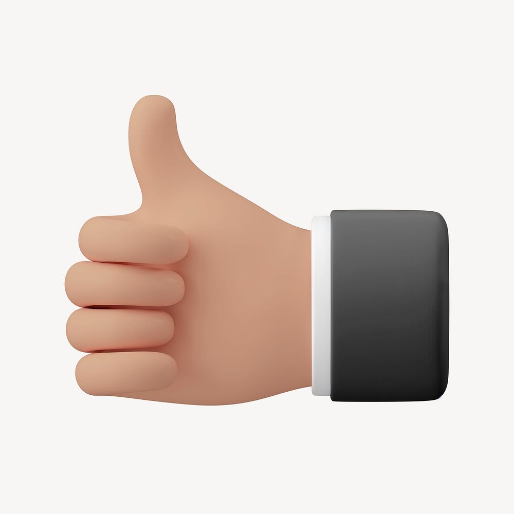 Thumbs up businessman's hand, 3D graphic psd