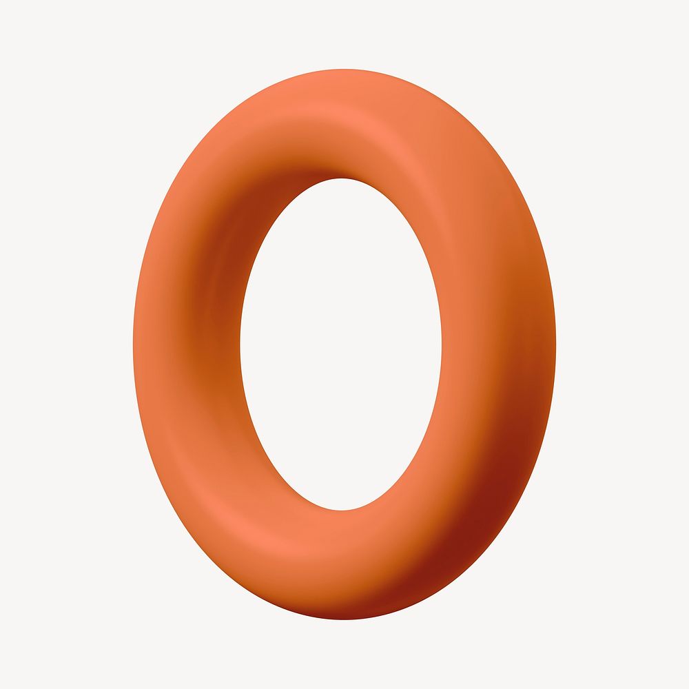 Orange ring shape, 3D geometric graphic psd