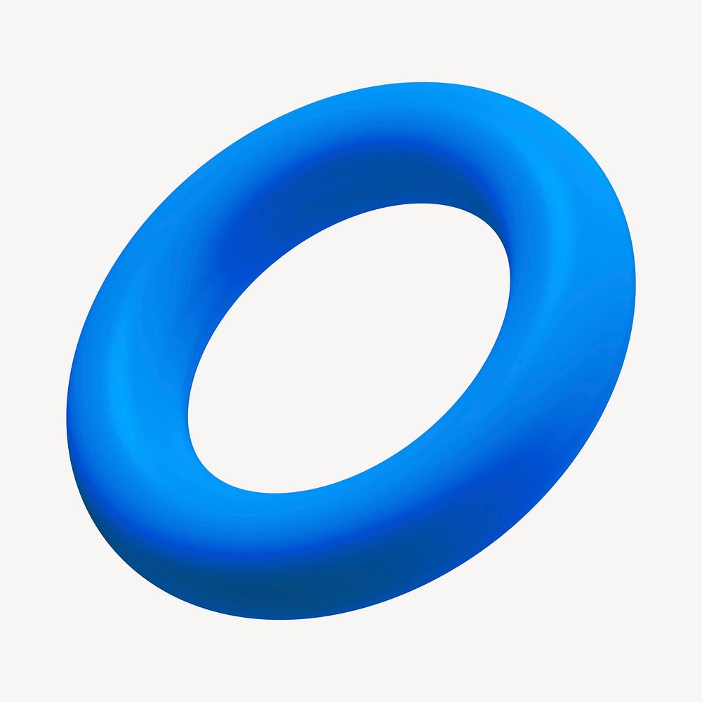 Blue ring shape, 3D geometric graphic psd