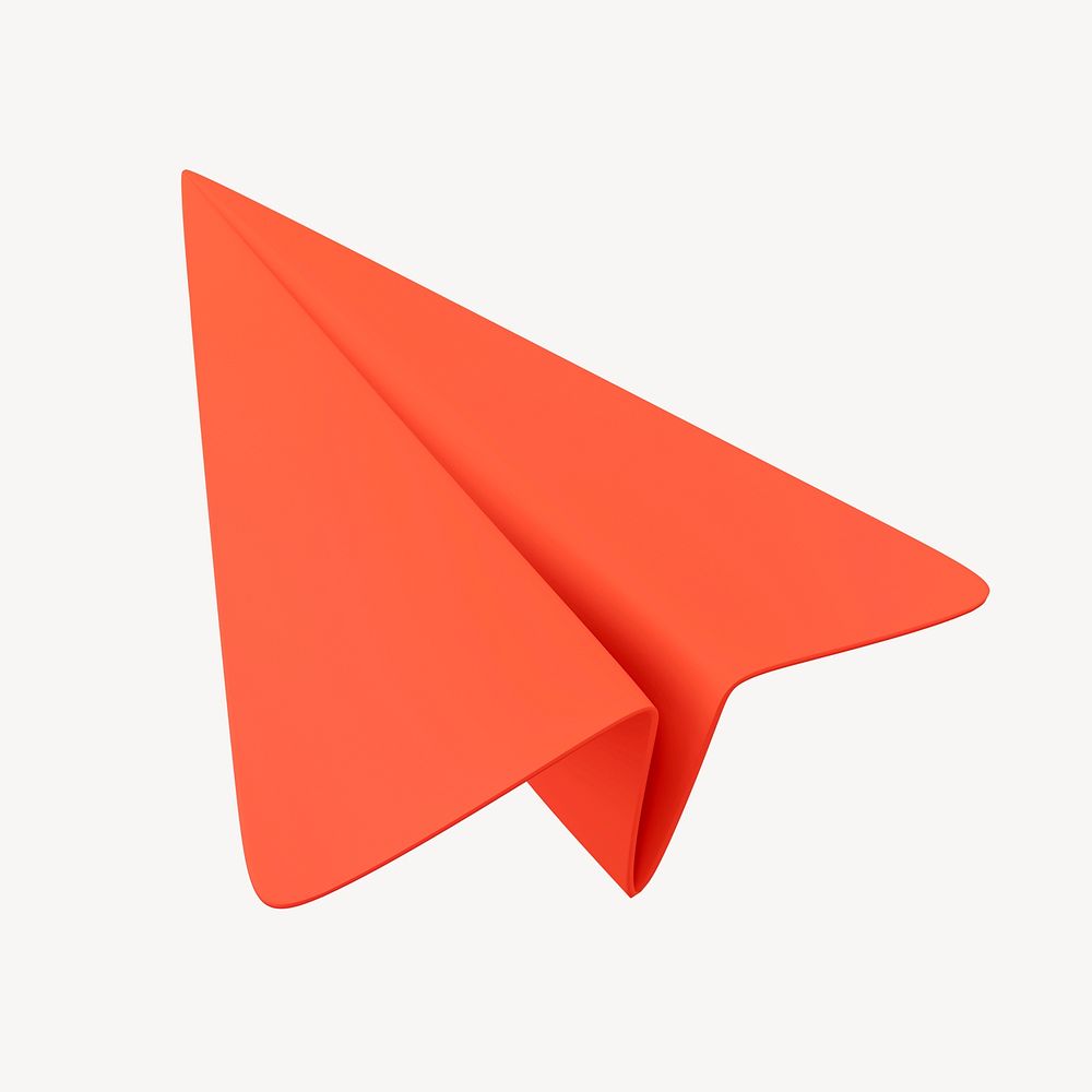 Orange paper plane, 3D graphic psd