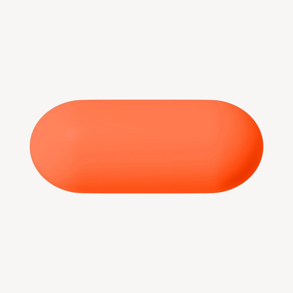 Orange capsule shape, 3D geometric graphic psd