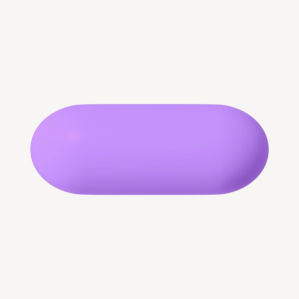 Purple capsule shape, 3D geometric graphic psd