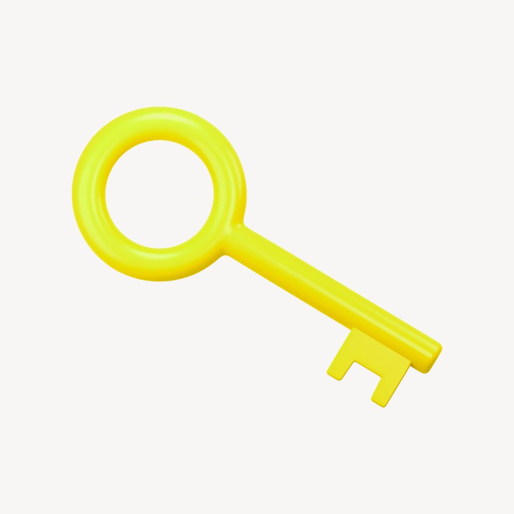 Gold key, 3D rendering graphic psd