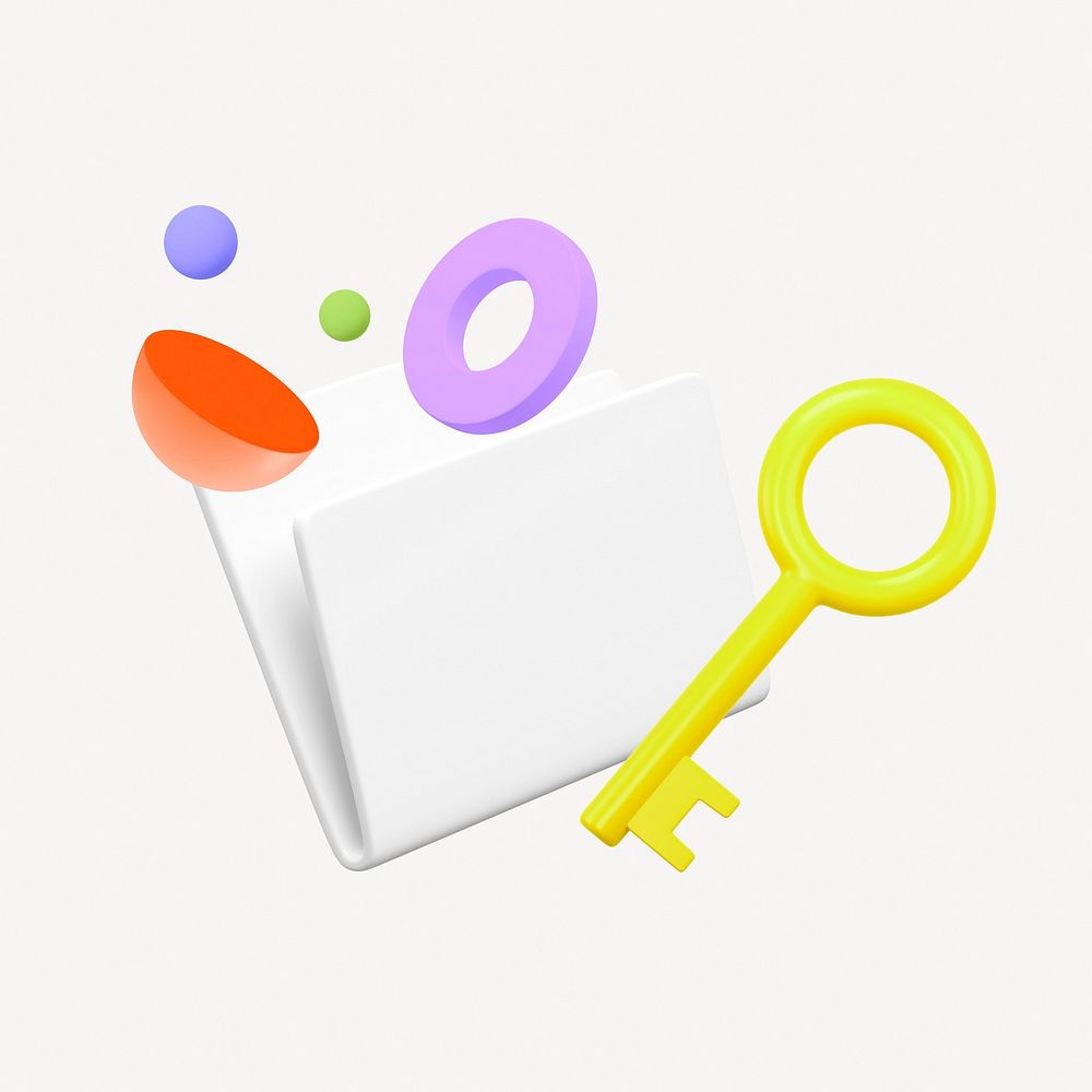 Key to unlock folder, 3D graphic