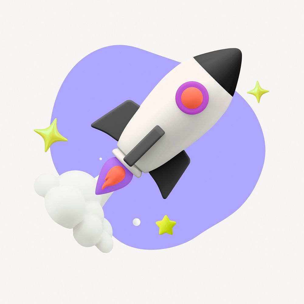 3D launching rocket, startup business graphic