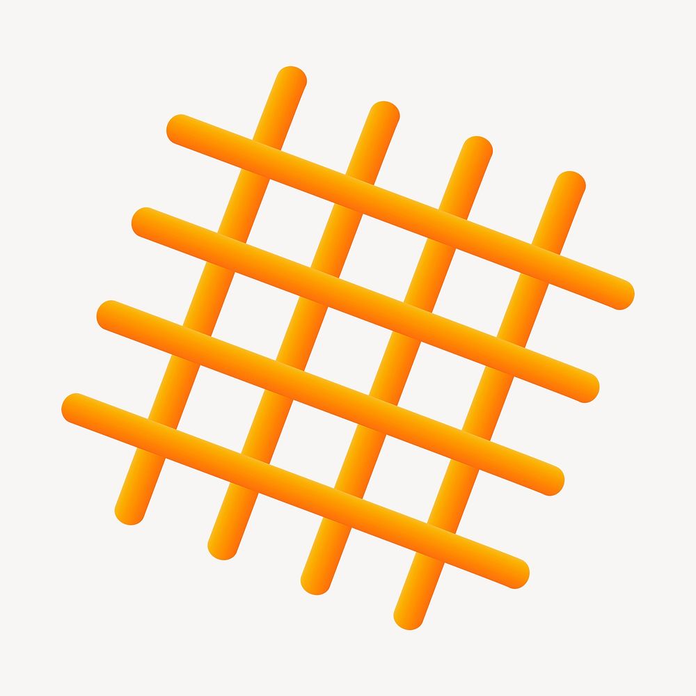 Orange net, 3D grid shape   collage element psd