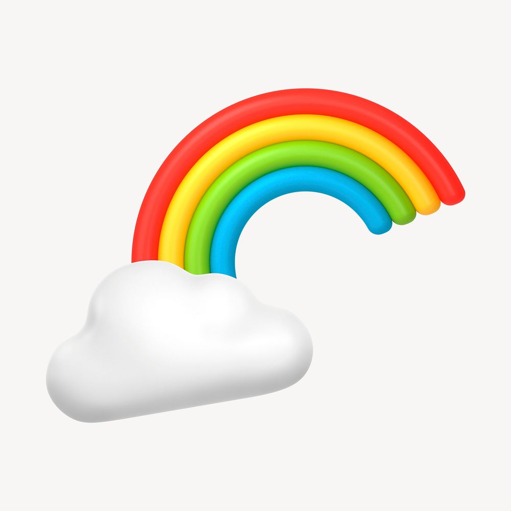 Rainbow icon, 3D rendering   collage element psd