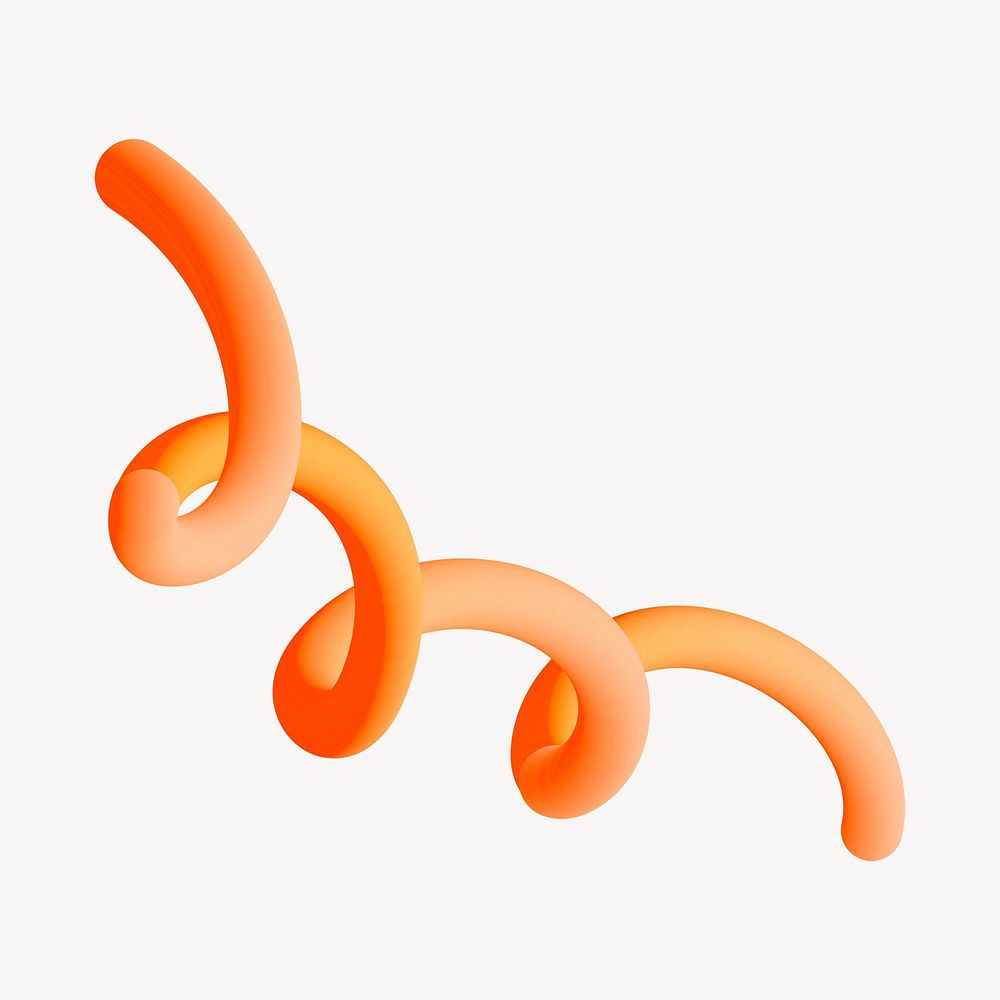 Orange squiggle 3D geometric   collage element psd