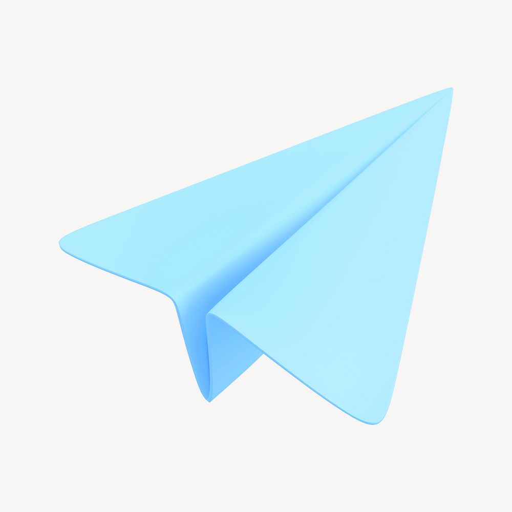 Blue paper plane, 3D icon collage element psd