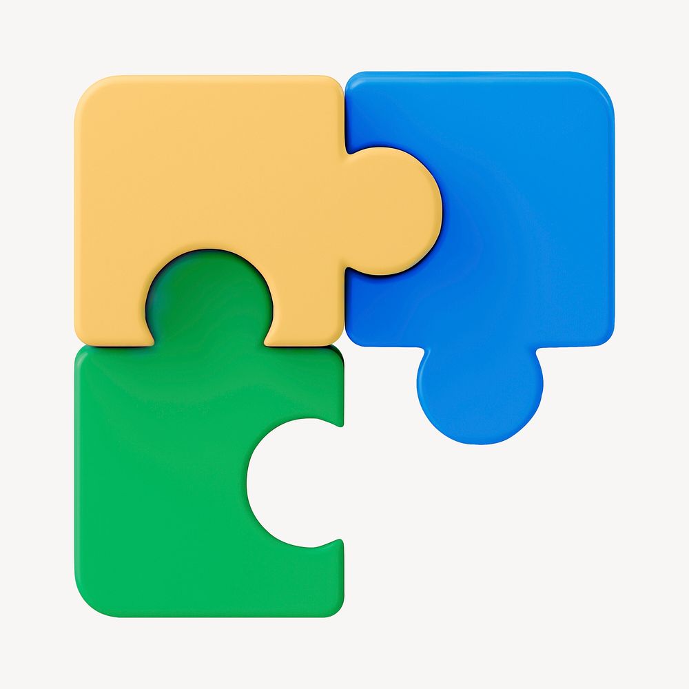 Jigsaw puzzle clipart, 3D   collage element psd