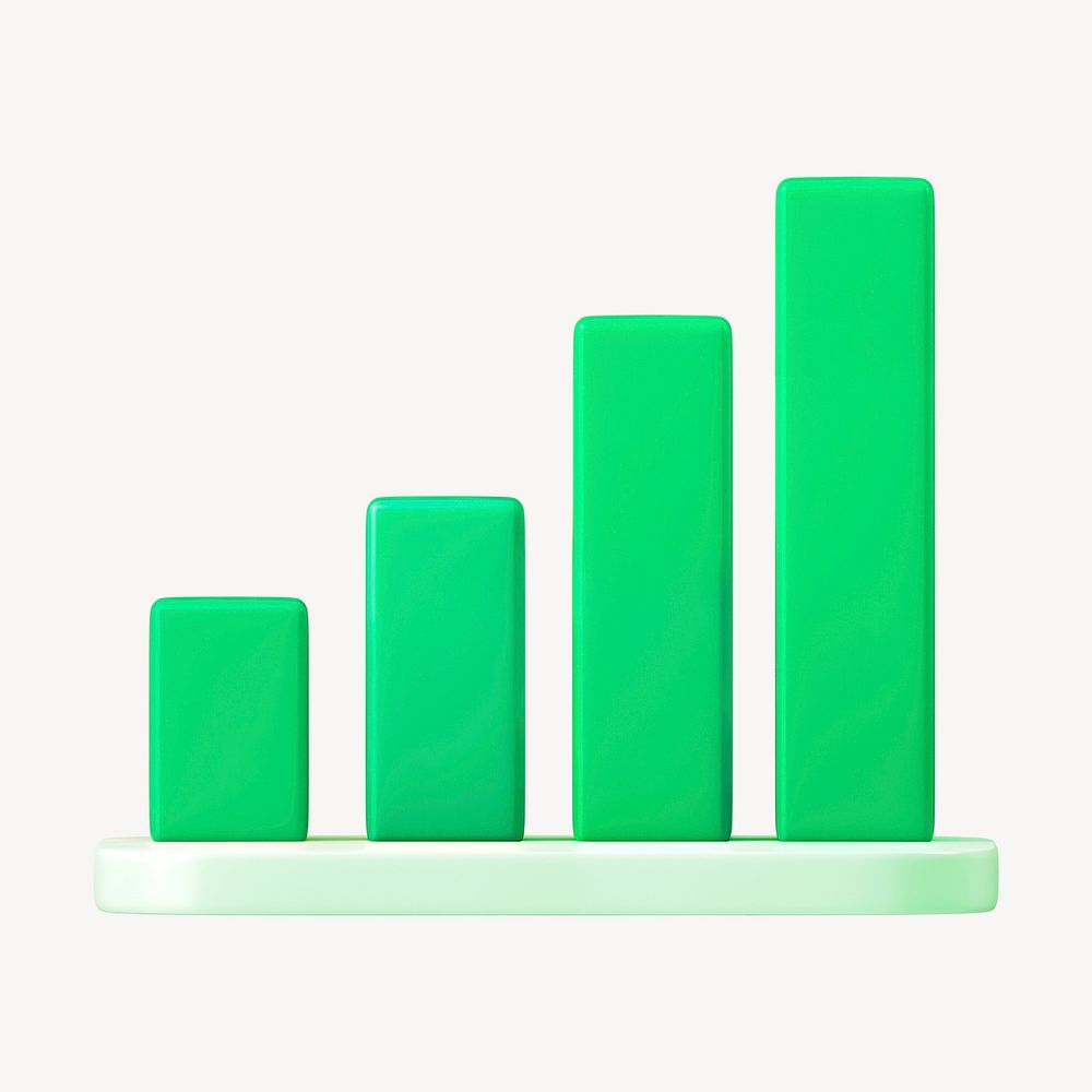 Green bar chart 3D graph illustration