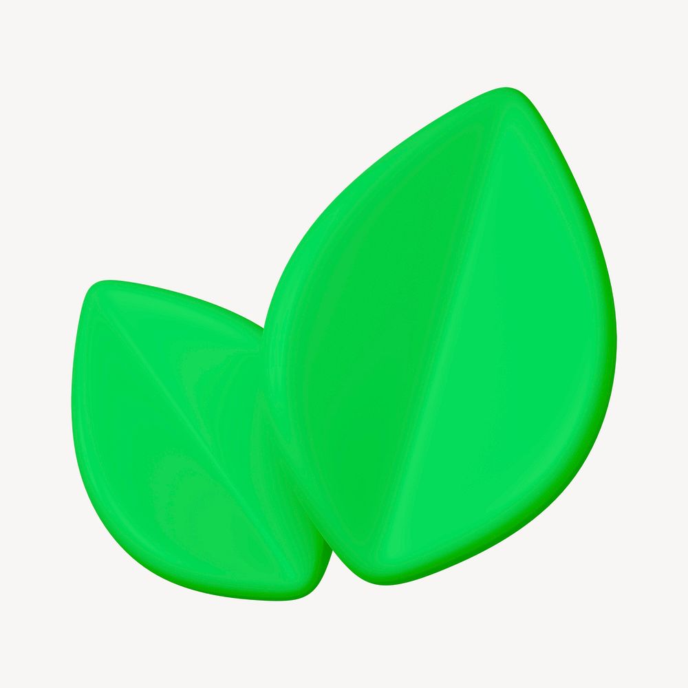 Green leaf 3D botanical illustration