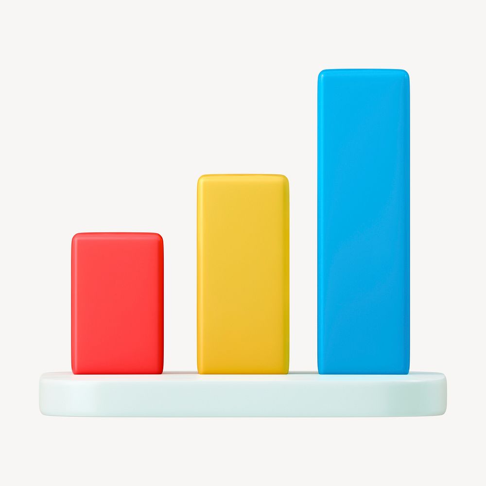 Bar chart 3D graph, colorful   collage element psd