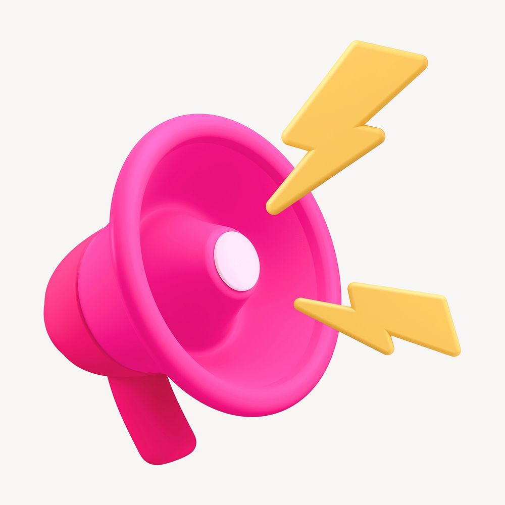 Loud pink megaphone 3D    collage element psd