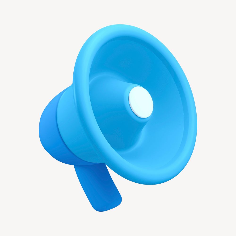 Blue megaphone 3D graphic illustration